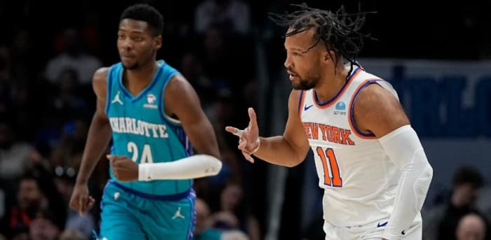 Jalen Brunson (11) and the Knicks scored two victories over Brandon Miller and the Hornets last week